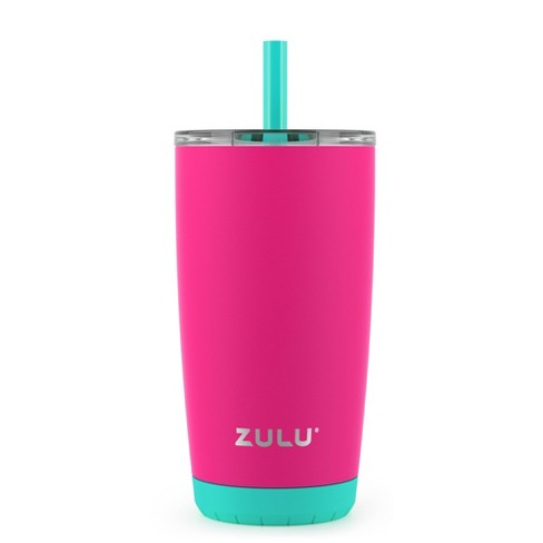 Zulu Tempo 12oz Stainless Steel Kids' Tumbler With Straw - Pink