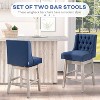 Blue 27" Swivel Bar Stools (Set of 2), Counter Height, Linen Upholstery and Button Tufted Design - 3 of 4