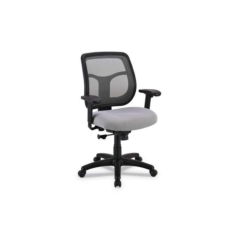 Eurotech Apollo Mid-Back Mesh Chair, 18.1" to 21.7" Seat Height, Silver Seat, Silver Back, Black Base, 1 of 8