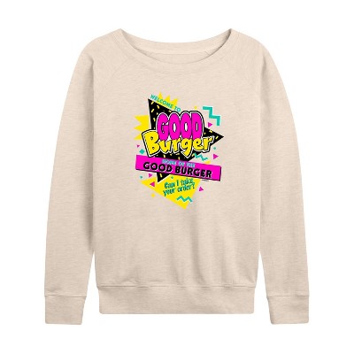 Women's - Good Burger - Home of the Good Burger Lightweight French Terry Wide Neck Long Sleeve Shirt