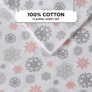 4Pcs 100% Cotton Ultra-Soft Sheet Set, Fully Elastic Novelty Printed OEKO Certified Flannel Sheet Set for Winter - 1 of 4