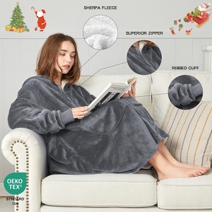 Inhand Oversized Wearable Blanket Hoodie, Long Hooded Blanket for Girls, Cozy Flannel Sweatshirt Blanket with Giant Pocket and Zipper - 1 of 4