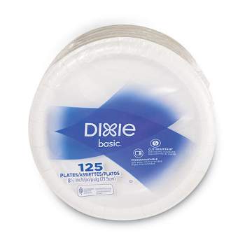 Dixie Paper Dinnerware, Plates, White, 8.5" dia, 125/Pack