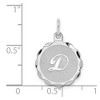 Black Bow Jewelry Sterling Silver, Sarah Collection 15mm Brocaded Disc Initial D Pendant - 4 of 4