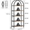 Homhougo Arched Bookshelf 5 Tier Tall Bookcase Modern Standing Bookshelves Metal Storage Rack Shelf Wood Book Shelf for Bedroom, Living Room, Brown - 2 of 4