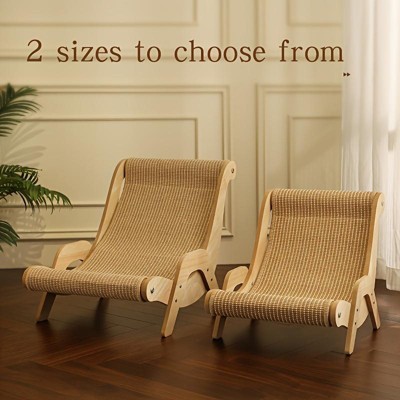 Hachikiko 2-in-1 Cat bed and Scratching Post, Durable Linen Rope Pet Rest Chair with Sturdy Wood Frame - Comfortable Lounging & Scratching Spot
