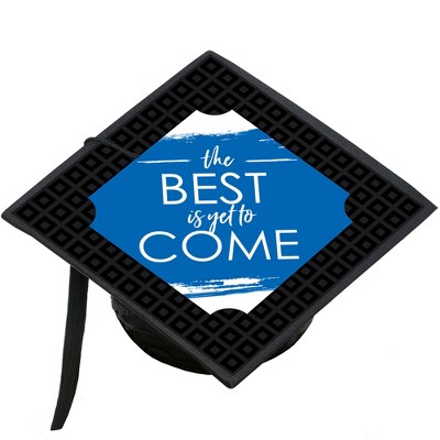 Big Dot of Happiness Blue Grad - Best is Yet to Come - Royal Blue Graduation Cap Decorations Kit - Grad Cap Cover