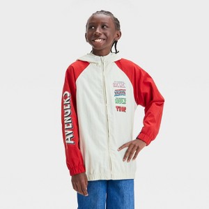 Boys' Avengers Raglan Hooded Jacket - Red/Beige - 1 of 4