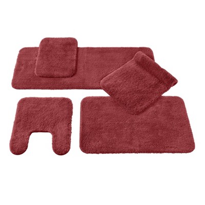 BrylaneHome The Elegance Bath Rug Collection - Bath Rug - 24" W 40" L, Burgundy