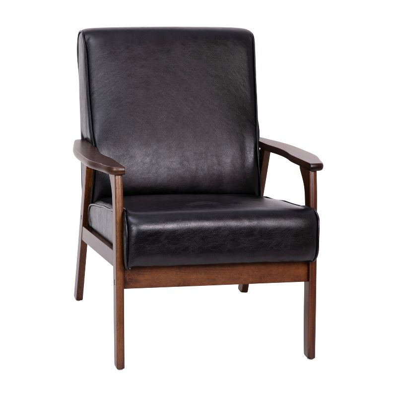 Flash Furniture Langston Commercial Grade Upholstered Mid Century Modern Arm Chair with Wooden Frame and Arms, 1 of 12