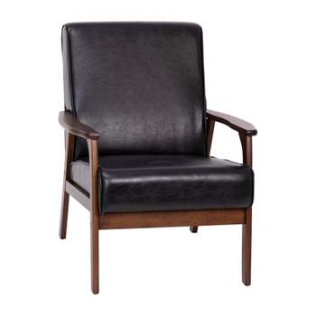 Flash Furniture Langston Commercial Grade Upholstered Mid Century Modern Arm Chair with Wooden Frame and Arms