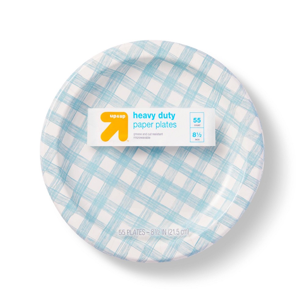 Line Plaid Paper Plates 8.5" - 55ct - up & up