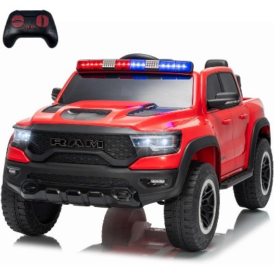 12V Kids Ride On Police Car with Remote Control, Electric Pickup Truck for Toddlers, 3 Speeds, Spring Suspension, LED Lights