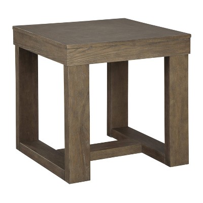 Wooden Frame End Table with Trestle Base Brown - Benzara