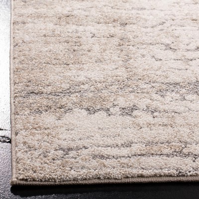 Ivory and Taupe Abstract High Pile Area Rug 4' x 6'