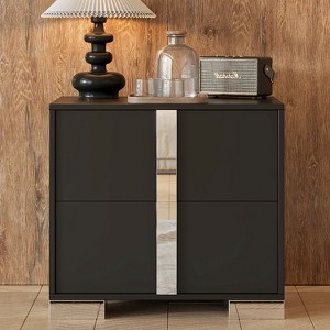 CAVINAS Night Stand Elegant Nightstand Mirrored Bedside Table with Metal Foot, 2 Drawers for Bedroom, Living Room - 1 of 4