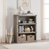 3 Tier Bookcase, Farmhouse Book Shelf with Storage, Low Book Case Wooden 3 Shelf Bookcase - 2 of 4