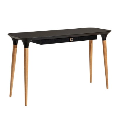 Black and Cinnamon Wood Office Desk with Drawer
