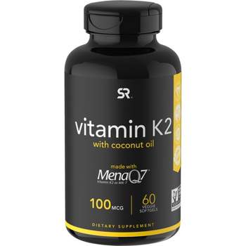 Sports Research Vitamin K2 with Coconut Oil, Plant Based, 100 mcg, 60 Veggie Softgels,