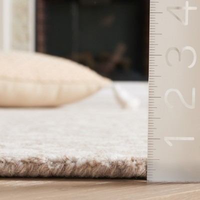 Ivory and Beige Hand-Tufted Wool Rectangular Area Rug 6' x 9'