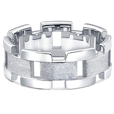 Pompeii3 14k White Gold Solid Brushed Mens Heavy Weight Wedding Band