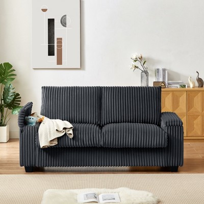 NicBex 71 Inch Loveseat Sofa with Storage Armrest Upholstered Corduroy Fabric 2 Seater Couch with Side Pockets for Living Room