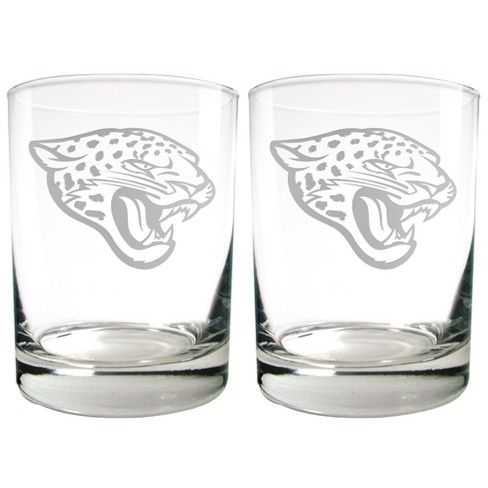 NFL Jacksonville Jaguars 14oz Rocks Glass Set with Silicone Grip - 2pc