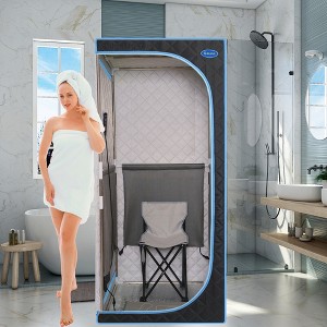 LOVMOR Portable Gothic Roof Plus Type Full Size Steam Sauna tent with Foldable Chair, Remote Control, Spa, Therapy & Relaxation at home - 1 of 4