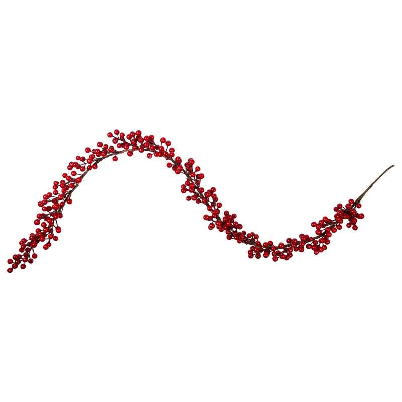 Northlight 5' x 3.5" Unlit Shiny Red Berries Artificial Winter Christmas Garland, 1 of 7