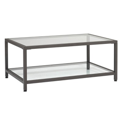 36" Camber Modern Coffee Table with Clear Glass Pewter - Studio Designs Home