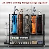 Golf Bag Storage Garage Organizer, Golf Bag Stand Fit for 5 Golf Bags, Golf Clubs, Golf Balls, Golf Bag Storage Rack with Wheels - 4 of 4