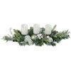 Northlight Frosted Pine and Pinecones with Laced Ornaments Christmas Triple Candle Holder - 32" - 3 of 4