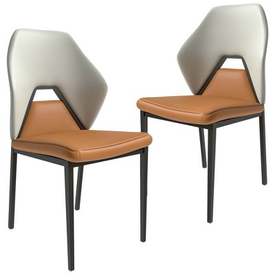 LeisureMod Eclat Collection Modern  Upholstered Leather Dining Chair in Brown