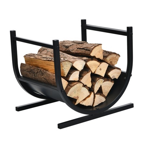 Costway 17 U Shaped Firewood Rack Steel Fireplace Wood Storage Log Rack Holder