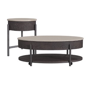 Nica 2PC Occasional Table Set in White and Brown-Coffee Table and End Table - 1 of 1