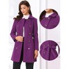 INSPIRE CHIC Women's Winter Peter Pan Collar Double Breasted Slant Pocket Button Down Belted Pea Coats - 2 of 4