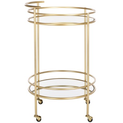 Ida Gold and Mirror Round 2-Tier Bar Cart