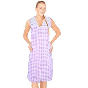 JEFFRICO House Dresses for Women with Pockets - Lightweight Breathable Sleeveless Muumuu & Nightgowns - Snap Front Housecoat and Dusters - 1 of 4