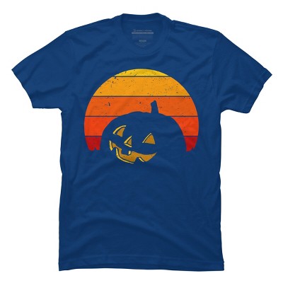 Men's Design By Humans Vintage Retro Sunset Halloween Pumpkin I By lemonpepper T-Shirt