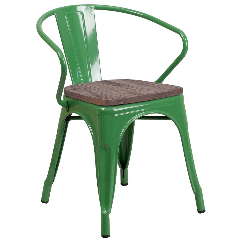 Emma and Oliver Metal Chair with Wood Seat and Arms, 1 of 6