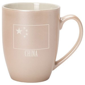 Elanze Designs China Chinese Flag 10 Ounce Ceramic Laser-Etched Engraved Drinkware Mug, Metallic Precious Pearl - 1 of 4