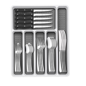 Aoibox 49-Piece Silverware Set with Organizer, Heavy Duty Stainless Steel Flatware for 8, Cutlery Utensil Sets with Steak Knives, Rust-proof - 1 of 4