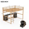 Loft Bed With Desk, Loft Bed Frame With Storage Drawers, Cabinets, Bedside Tray, Charging Station, USB And Socket For Bedroom - 4 of 4