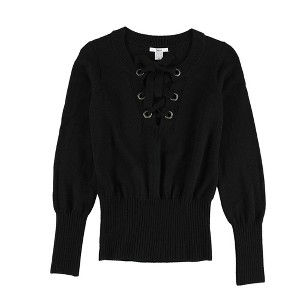 bar III Womens Ribbed Lace-Up Knit Sweater - 1 of 2