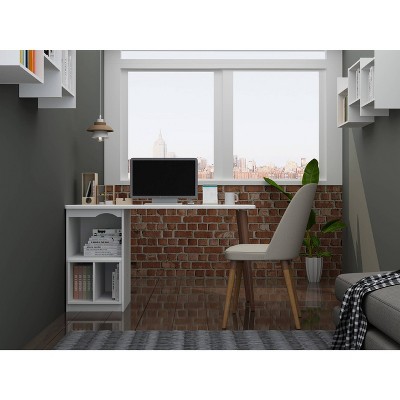 Hampton 53.54" White Wood Home Office Desk with Shelves