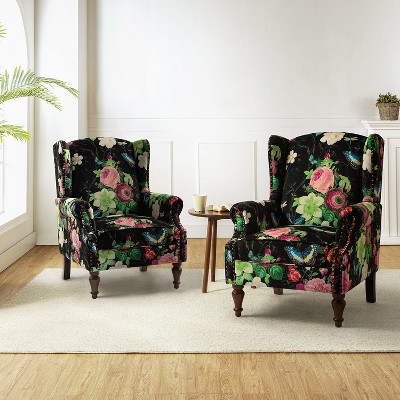 Theodor Armchair with Spindle Legs for Living Room and Bedroom Club Chair Set of 2 | ARTFUL LIVING DESIGN