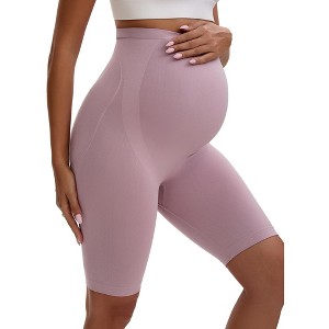INSPIRE CHIC Women's High Waist Maternity Thigh Slimmers Belly Support Soft Pregnancy Butt Lifter Control Panties - 1 of 4