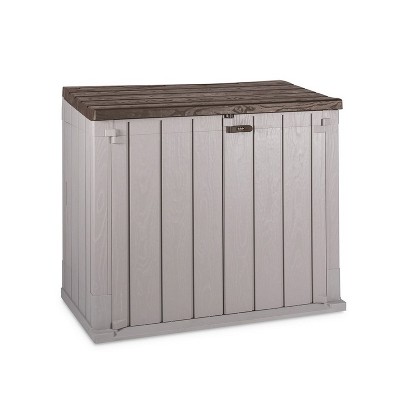 Toomax Stora Way All-Weather Outdoor Horizontal Storage Shed Cabinet for Trash Cans, Garden Tools, and Yard Equipment, Taupe Grey/Brown