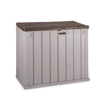 Toomax Stora Way All Weather Outdoor Horizontal Storage Shed Cabinet for Trash Can, Garden Tools, and Yard Equipment