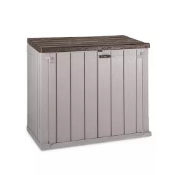Toomax Stora Way All-Weather Outdoor Horizontal 4.25' x 2.5' Storage Shed Cabinet for Trash Cans, Garden Tools, and Yard Equipment, Taupe Gray/Brown